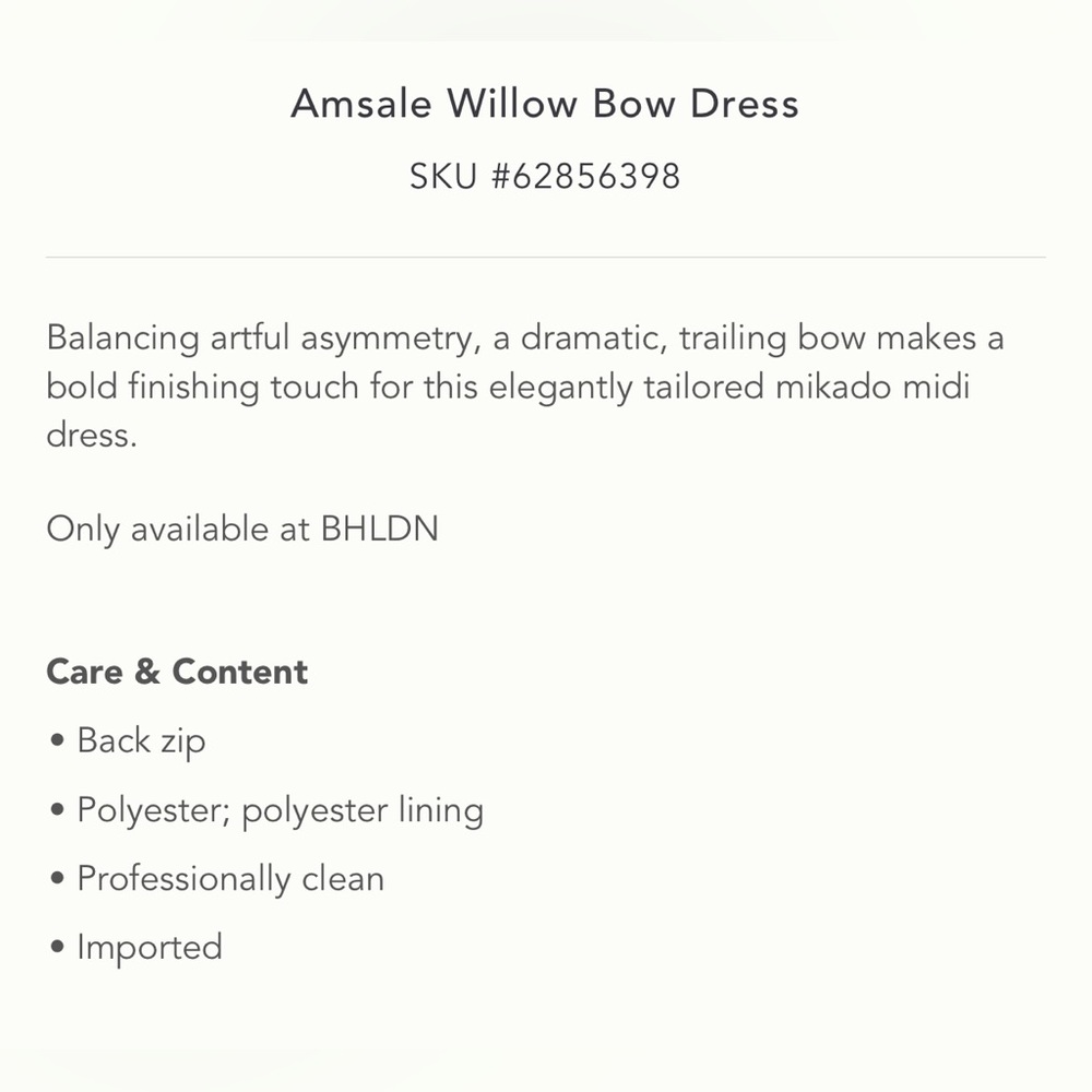 ANTHROPOLOGIE BHLDN AMSALE WILLOW BOW DRESS - SHORTENED - Picture 8 of 8